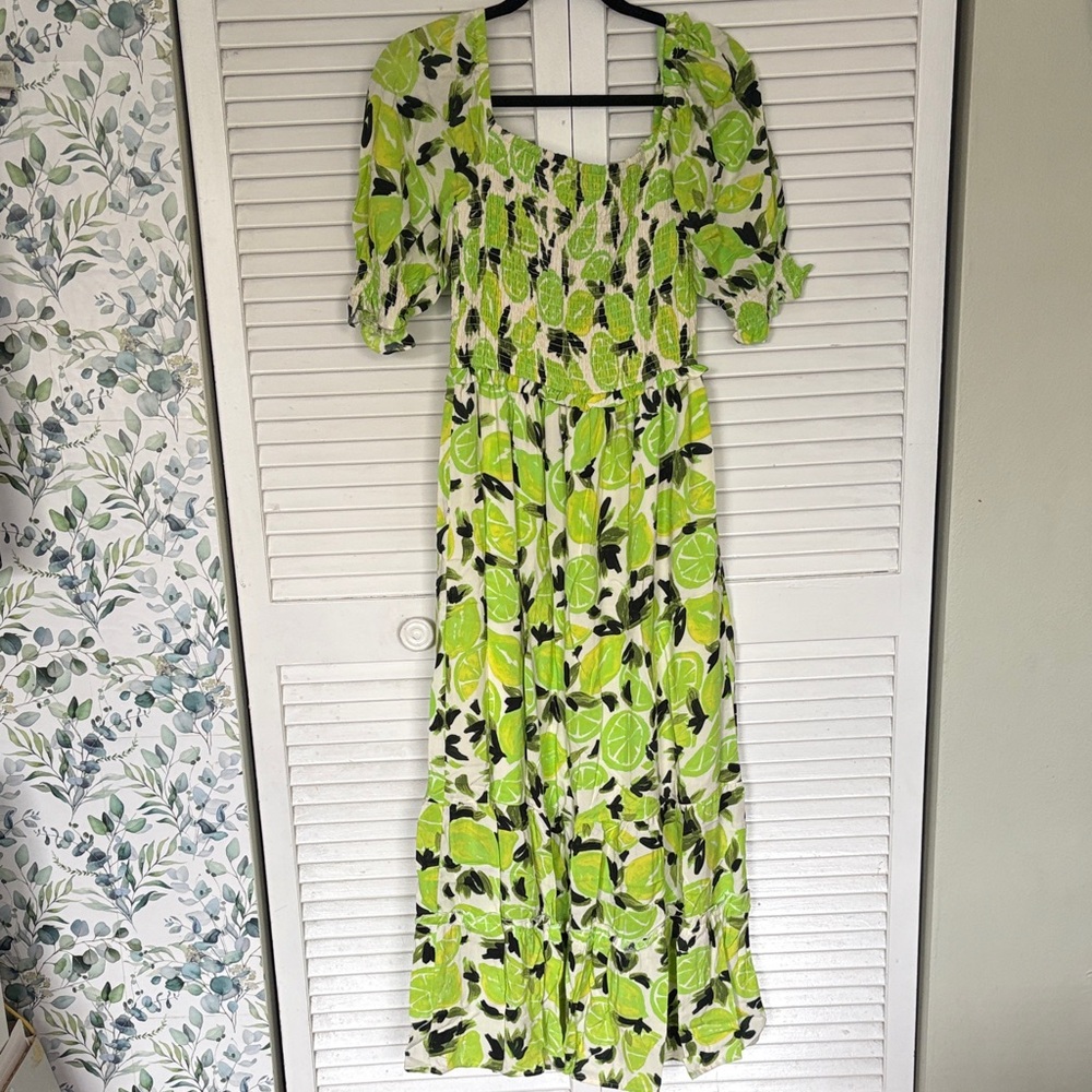 Steve Madden Lime and Black Patterned Maxi Dress